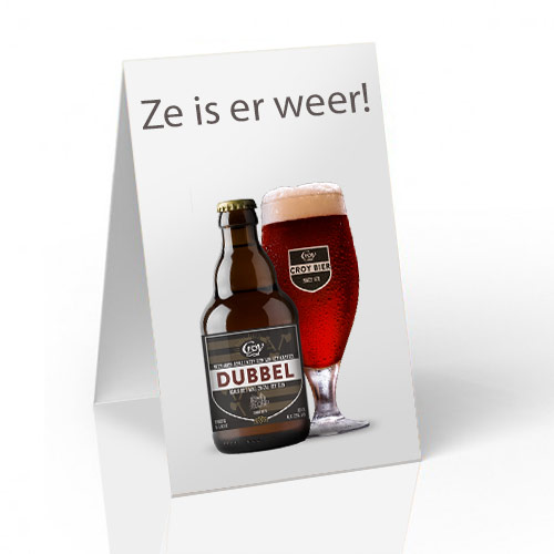 Gevouwen tafeldisplay voor een opvallende presentatie, met uw eigen opdruk